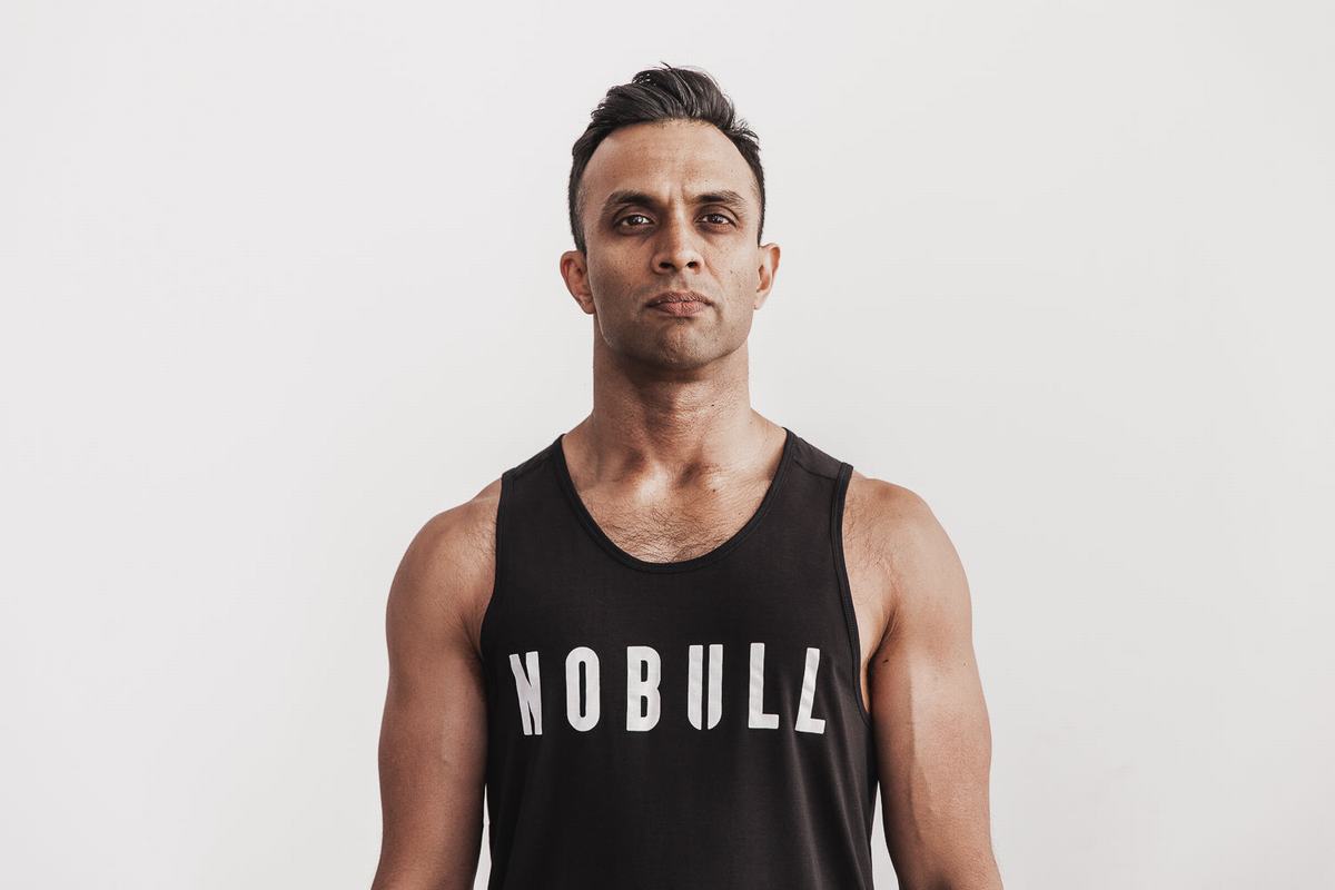 Nobull Men\'s Tank Tops Black White | Australia (JT6019)